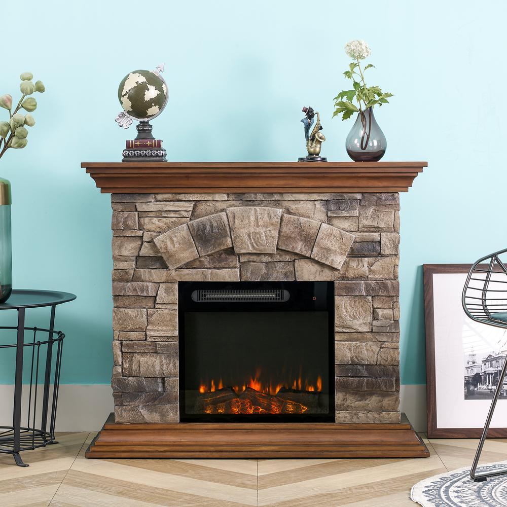 36 in. Freestanding Electric Fireplace in Tan - Super Arbor