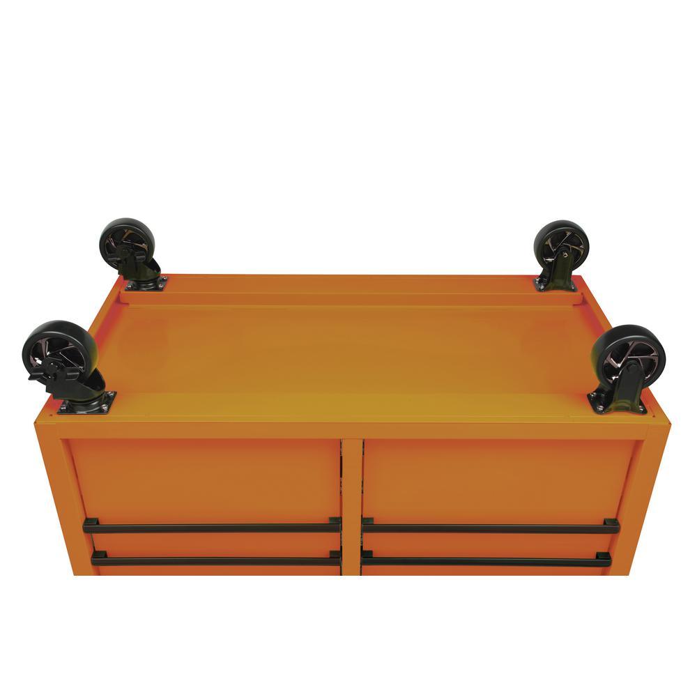 46 in. W x 24.5 in. D 9-Drawer Tool Chest Mobile Workbench with Solid Wood Top in Orange - Super Arbor