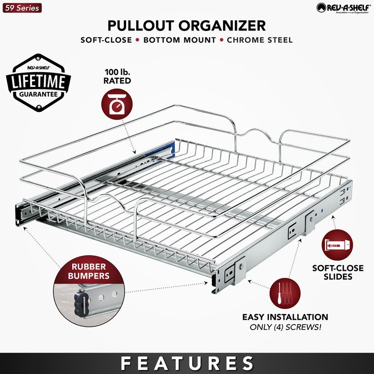 Rev-A-Shelf 20.5-in W x 19-in H 1-Tier Pull Out Metal Baskets & Organizers