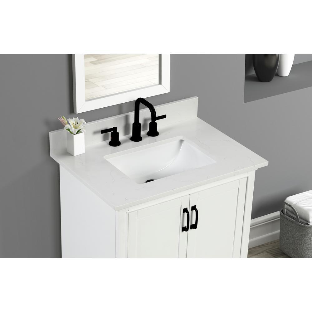 37 in. W x 22 in. D x 0.75 in. H Quartz Vanity Top in Carrara White with White Basin - Super Arbor
