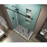 Coraline XL 44 in. - 48 in. x 34 in. x 80 in. Frameless Corner Sliding Shower Enclosure Clear Glass in Matte Black Right - Super Arbor