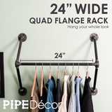 1/2 in. x 2 ft. L Black Pipe Quad Flange Wall Mounted Clothing Rack Kit