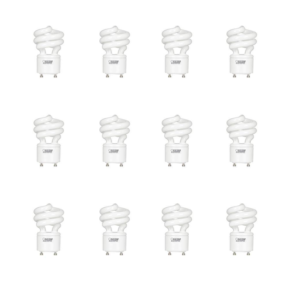 60-Watt Equivalent T3 Spiral Non-Dimmable GU24 Base Compact Fluorescent CFL Light Bulb, Daylight 5000K (2-Pack) - Super Arbor