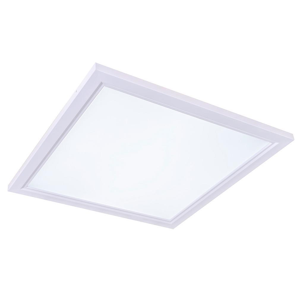 2 ft. x 2 ft. White Dimmable Edge-Lit 40-Watt 4000K Integrated LED Flat Panel Flushmount Wraparound - Super Arbor
