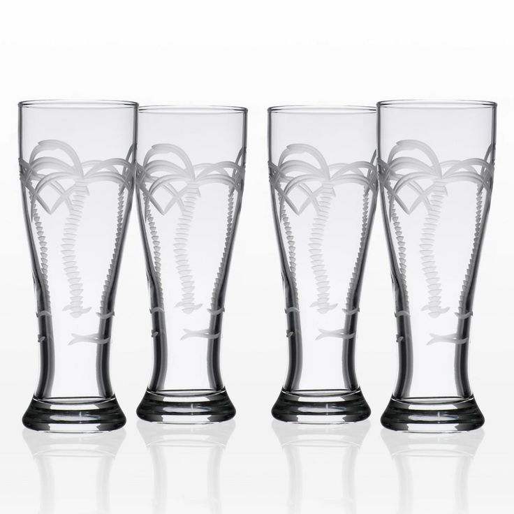 Palm Tree 16 oz. Clear Beer Pilsner (Set of 4)