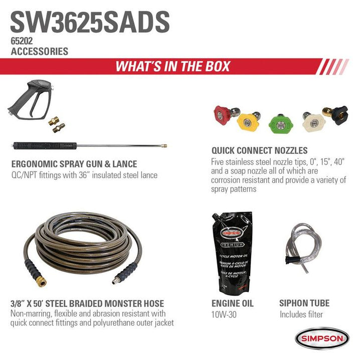 Simpson SuperPro Roll-Cage 3600 PSI at 2.5 GPM Simpson GB210 Cold Water Gas Pressure Washer