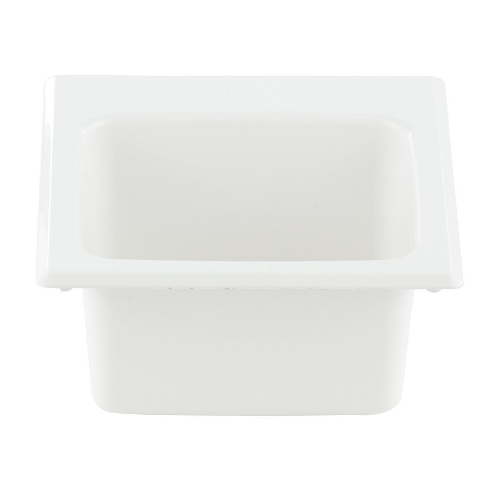 15 in. x 15 in. Fiberglass Self-Rimming Bar Sink in White - Super Arbor