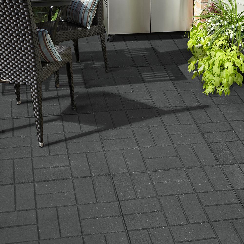 Reversible 16 in. x 16 in. x 0.75 in. Slate Brick Face/Flat Profile Rubber Paver - Super Arbor