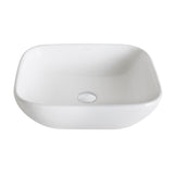 KRAUS Elavo Soft Square Ceramic Vessel Bathroom Sink in White, 18.1 x 16.1 x 5.5 in