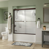 Everly 60 in. x 58-1/8 in. Traditional Semi-Frameless Sliding Bathtub Door in Bronze and 1/4 in. (6mm) Rain Glass - Super Arbor