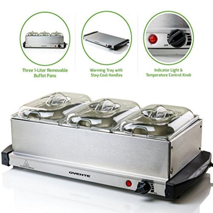 Mini 3-Tray Buffet Server and Food Warmer with Stand Alone Warmer Tray