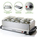Mini 3-Tray Buffet Server and Food Warmer with Stand Alone Warmer Tray