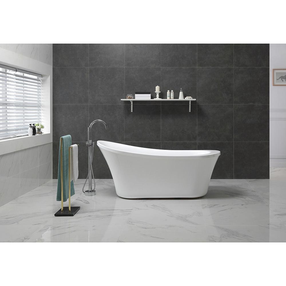 Ruby 65 in. Acrylic Double Slipper Flatbottom Freestanding Bathtub in White - Super Arbor