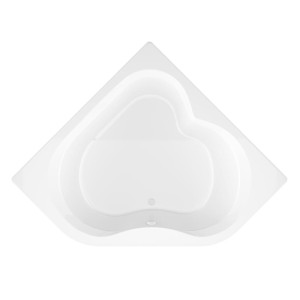Beryl 5 ft. Acrylic Center Drain Corner Drop-in Non-Whirlpool Bathtub in White - Super Arbor