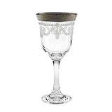 Red Wine Stencil Pattern and Gold Band (Set of 6)