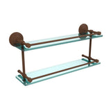 Que New 22 in. L x 8 in. H x 5 in. W 2-Tier Clear Glass Bathroom Shelf with Gallery Rail in Satin Nickel - Super Arbor