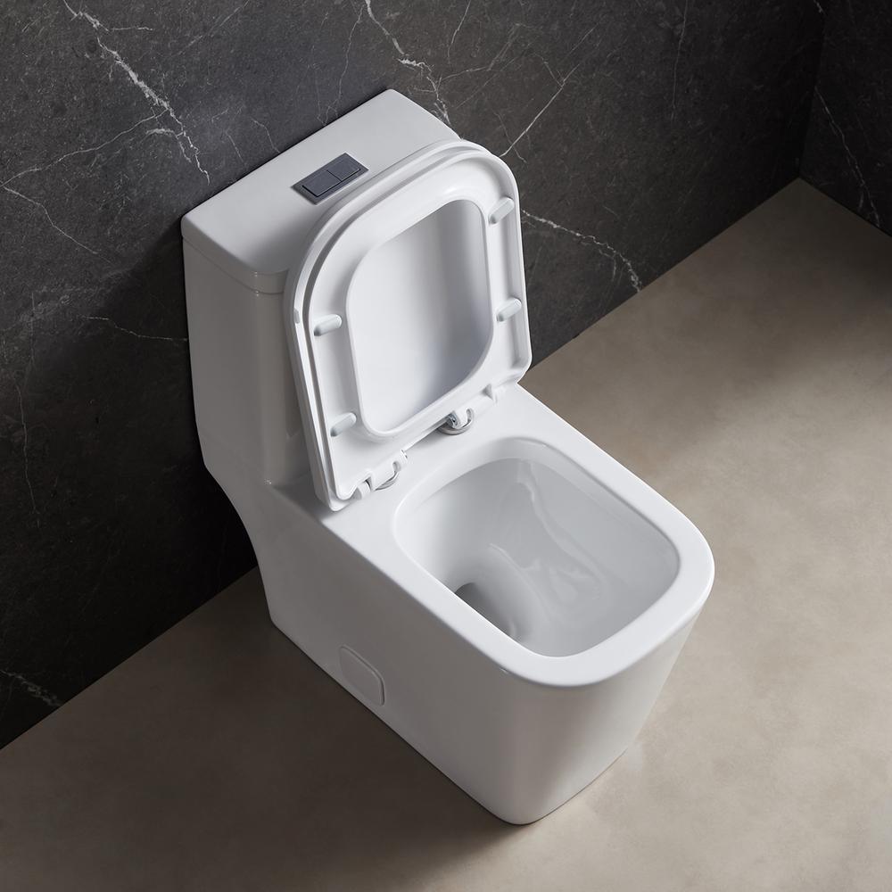 Round Bowl One-Piece Dual Flush 1.28 GPF/0.88 GPF High Efficiency Skirted All-in-One Toilet in White Seat Included - Super Arbor