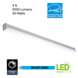 4 ft. 100-Watt Equivalent Integrated LED White Strip Light Fixture 5000K Linkable High Output 5000 Lumens Dimmable - Super Arbor