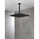1-Spray 11.8 in. Single Wall Mount Square Fixed Rain Shower Head in Matte Black