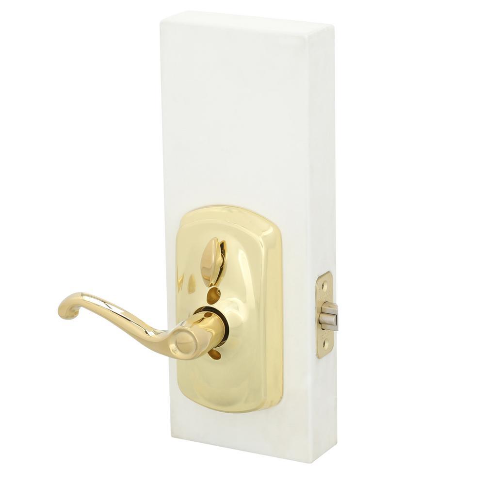 Plymouth Bright Brass Electronic Door Lock with Flair Door Lever Featuring Flex Lock - Super Arbor