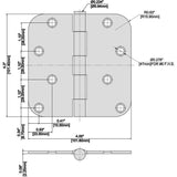 4 in. Satin Brass 5/8 in. Radius Door Hinge