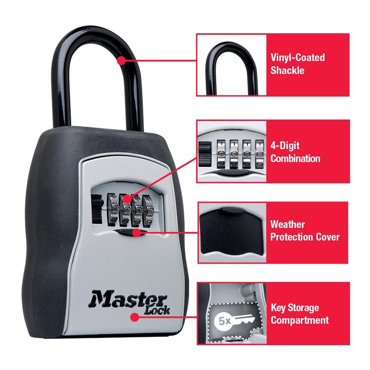 Master Lock 5400D Set Your Own Combination Portable Lock Box, 5 Key Capacity, Black
