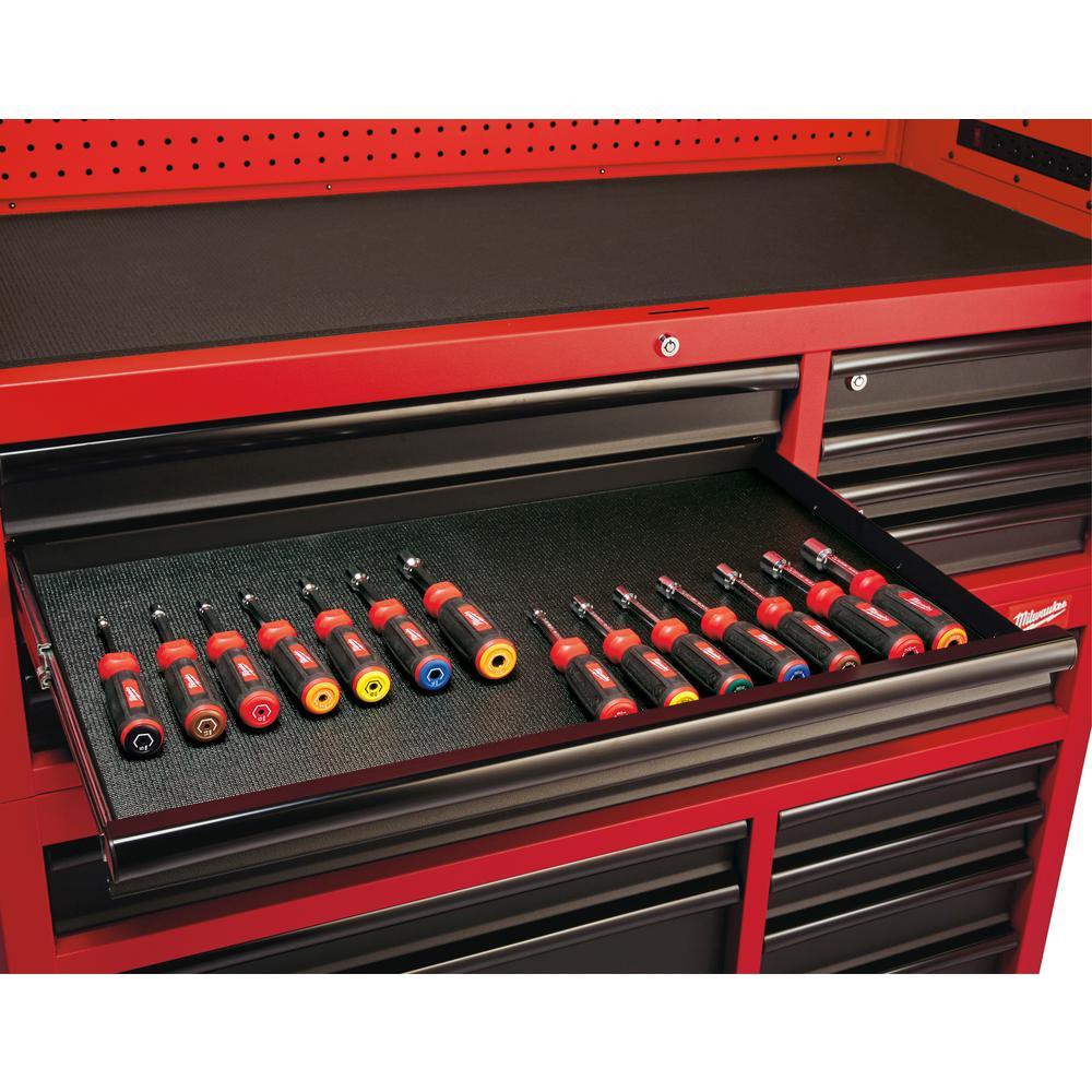46 in. 16-Drawer Steel Tool Chest and Rolling Cabinet Set, Textured Red and Black Matte - Super Arbor