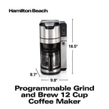 12-Cup Black Programmable Grind and Brew Coffee Maker