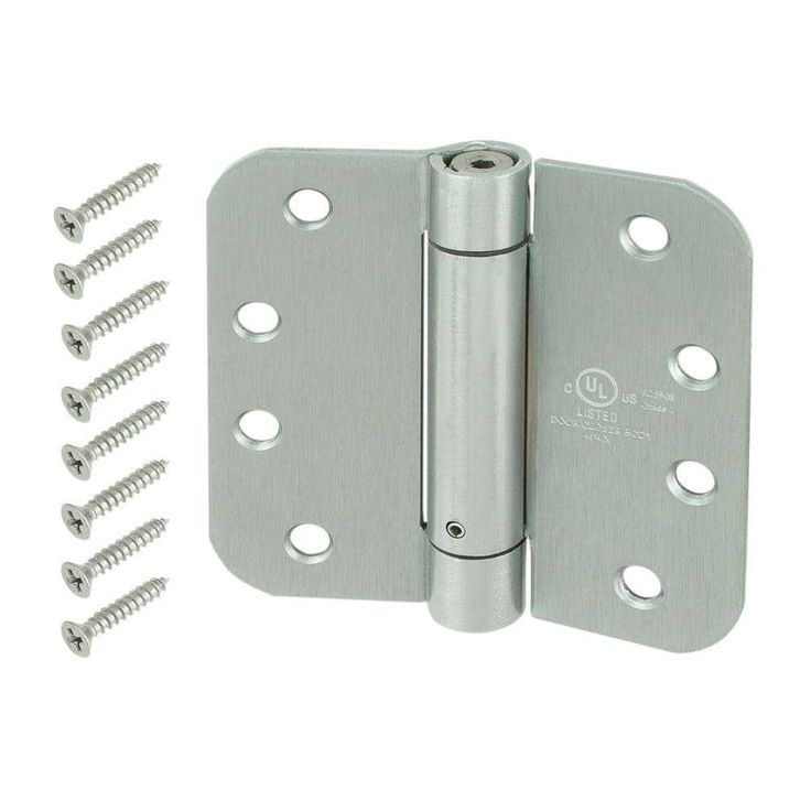 4 in. Satin Chrome 5/8 in. Radius Adjustable Spring Door Hinge