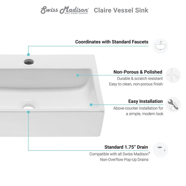 Swiss Madison Claire Vessel Sink in Glossy White