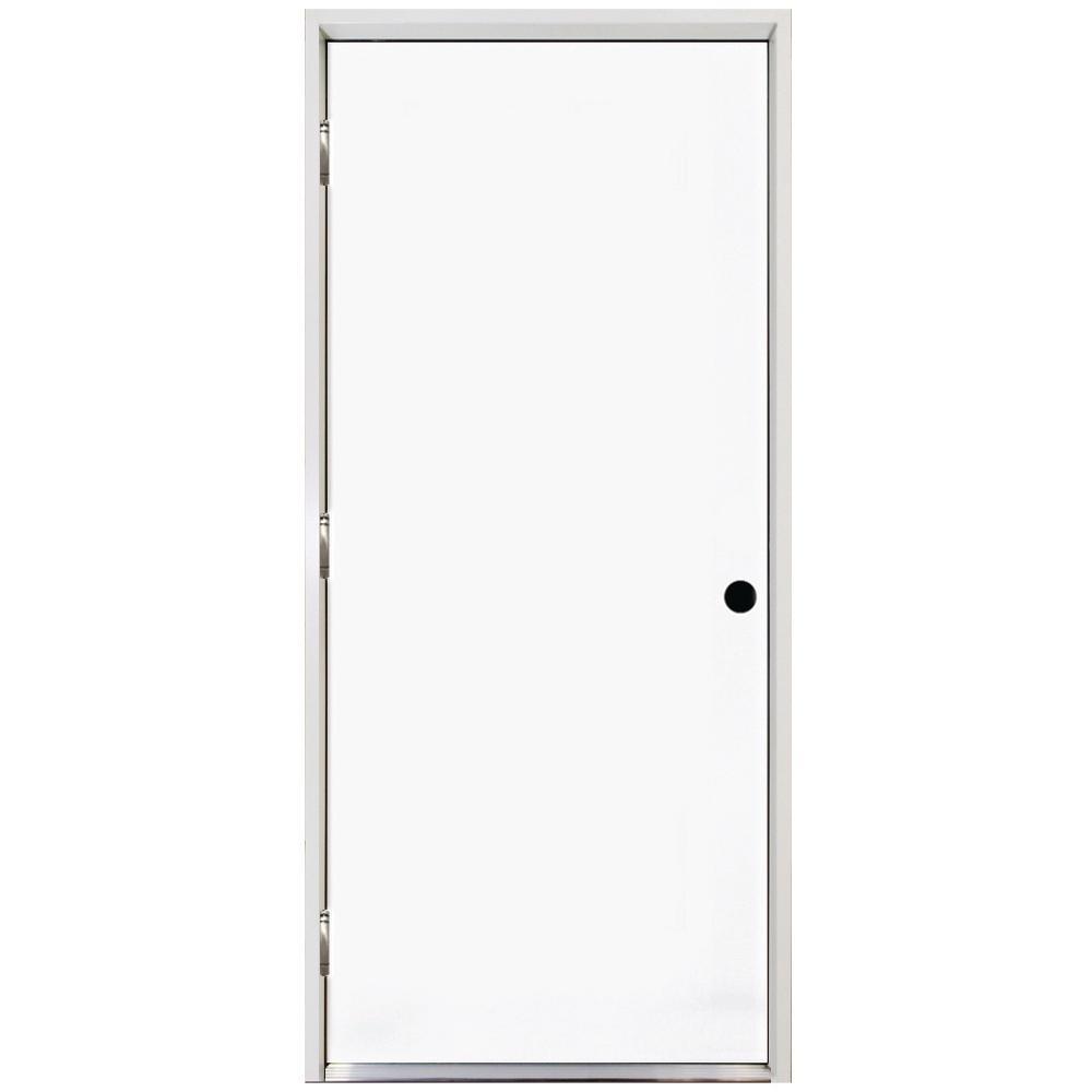 24 in. x 80 in. Premium Flush Primed White Left-Hand Outswing Steel Prehung Front Door with 4-9/16 in. Frame - Super Arbor
