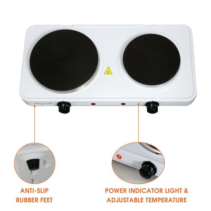 Portable 2-Burner 7.25 in. Sleek White Hot Plate with Temperature Control