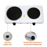 Portable 2-Burner 7.25 in. Sleek White Hot Plate with Temperature Control
