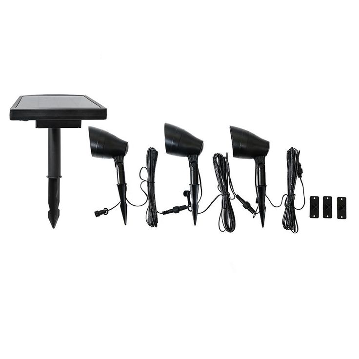 Solar Black LED Spotlight with Remote Panel (3-Pack)