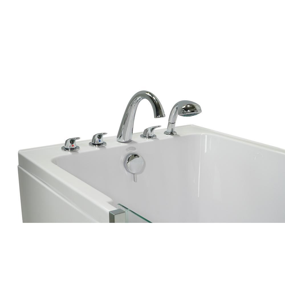 Laydown 72 in. Walk-In Whirlpool Bathtub in White LH Hinged Middle Glass Door with Screen 5 PC Fast Fill Faucet LH Drain - Super Arbor