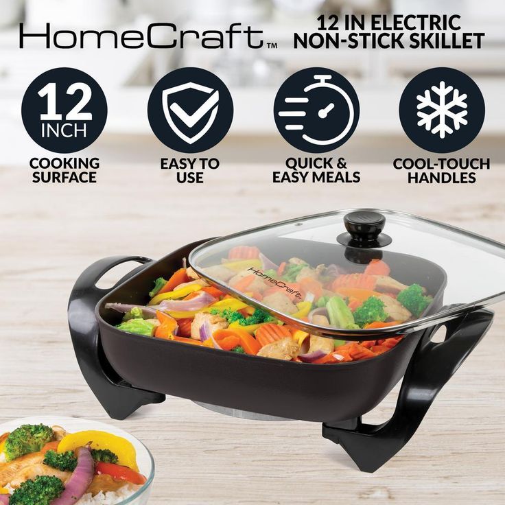 144 sq. in. Black Non-Stick Electric Skillet