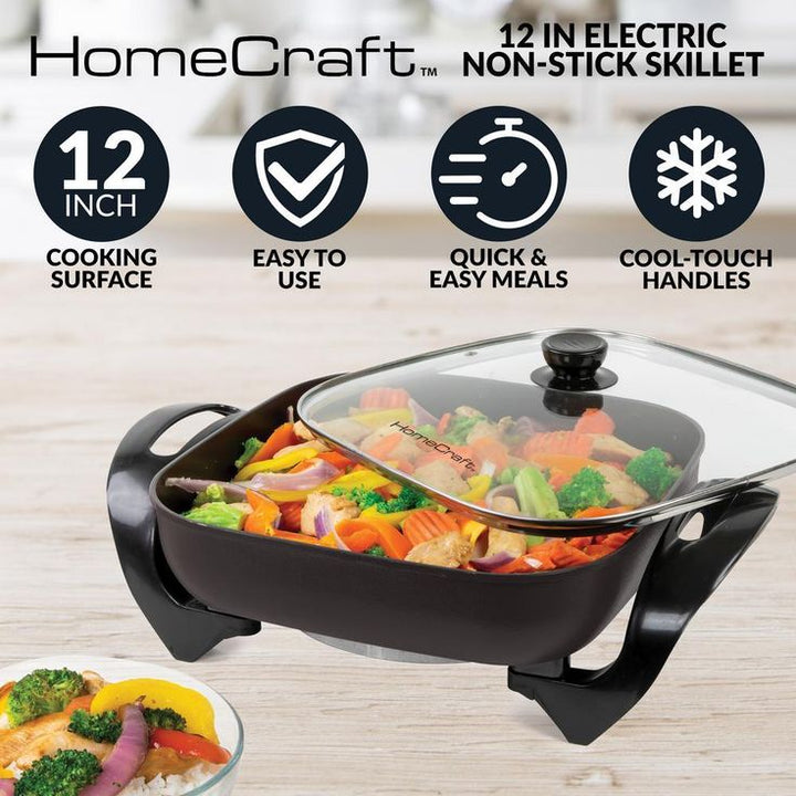 144 sq. in. Black Non-Stick Electric Skillet