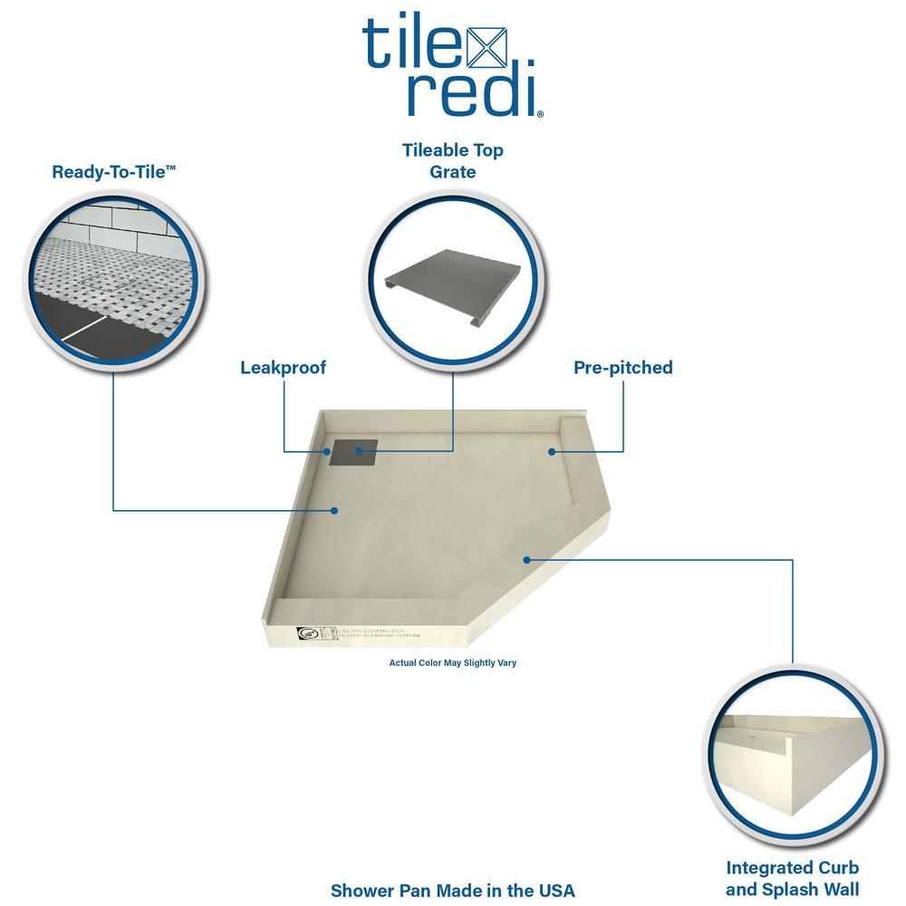 Redi Neo 46 in. x 46 in. Neo-Angle Corner Shower Base with Back Drain and Tileable Grate - Super Arbor