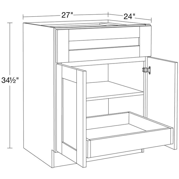 Home Decorators Collection Washington 27 in. W x 24 in. D x 34.5 in. H Assembled Plywood Base Kitchen Cabinet in Onyx with Soft Close Doors