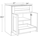 Home Decorators Collection Washington 27 in. W x 24 in. D x 34.5 in. H Assembled Plywood Base Kitchen Cabinet in Onyx with Soft Close Doors