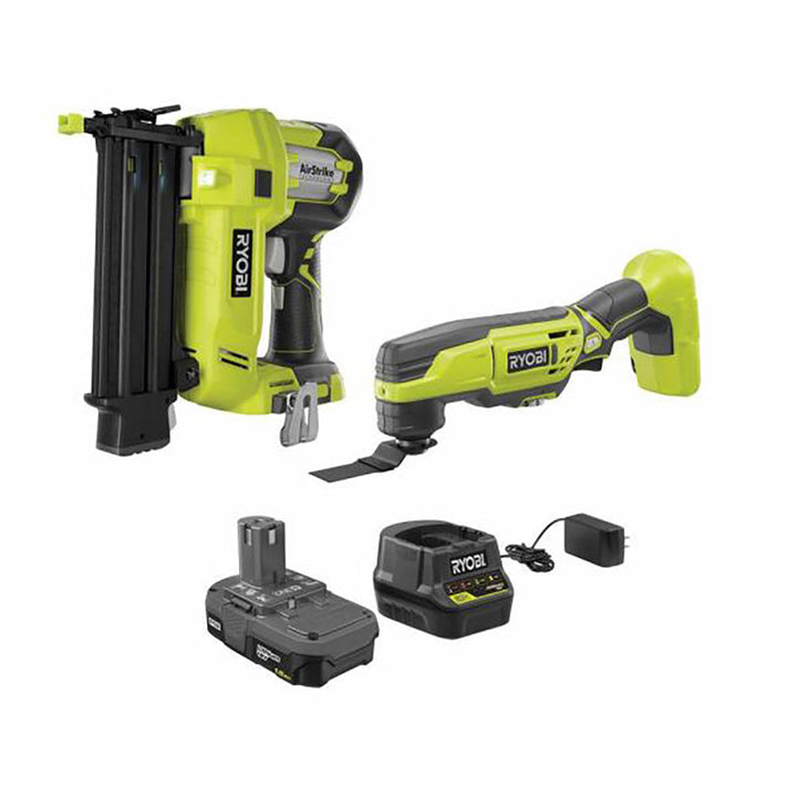 RYOBI 18V ONE+ Cordless 18-Gauge Brad Nailer and Multi-Tool Combo Kit with (1) 1.5 Ah Battery and Charger