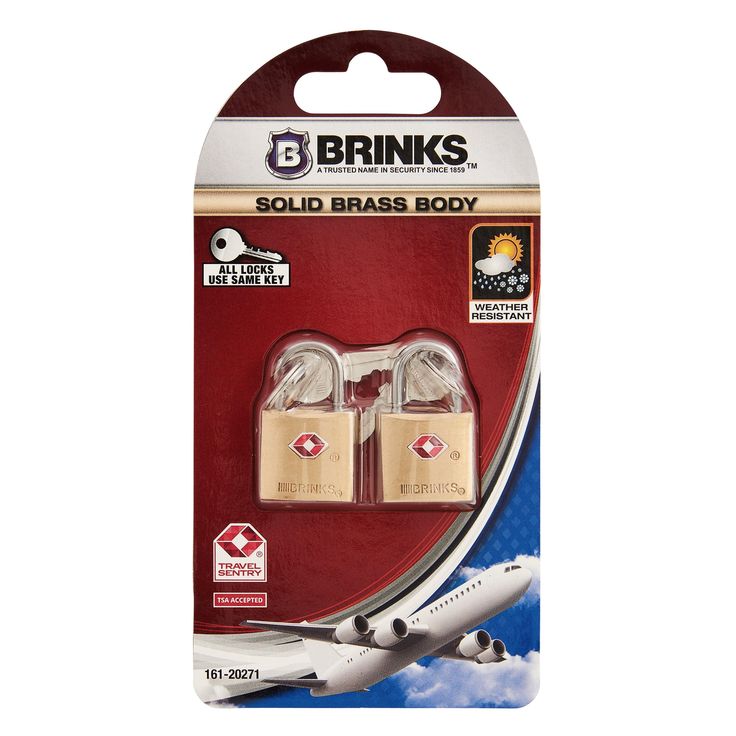 Brink's 22mm TSA Solid Brass Travel Padlock, 2-Pack