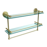 22 in. L  x 12 in. H  x 5 in. W 2-Tier Clear Glass Bathroom Shelf with Towel Bar in Polished Chrome - Super Arbor
