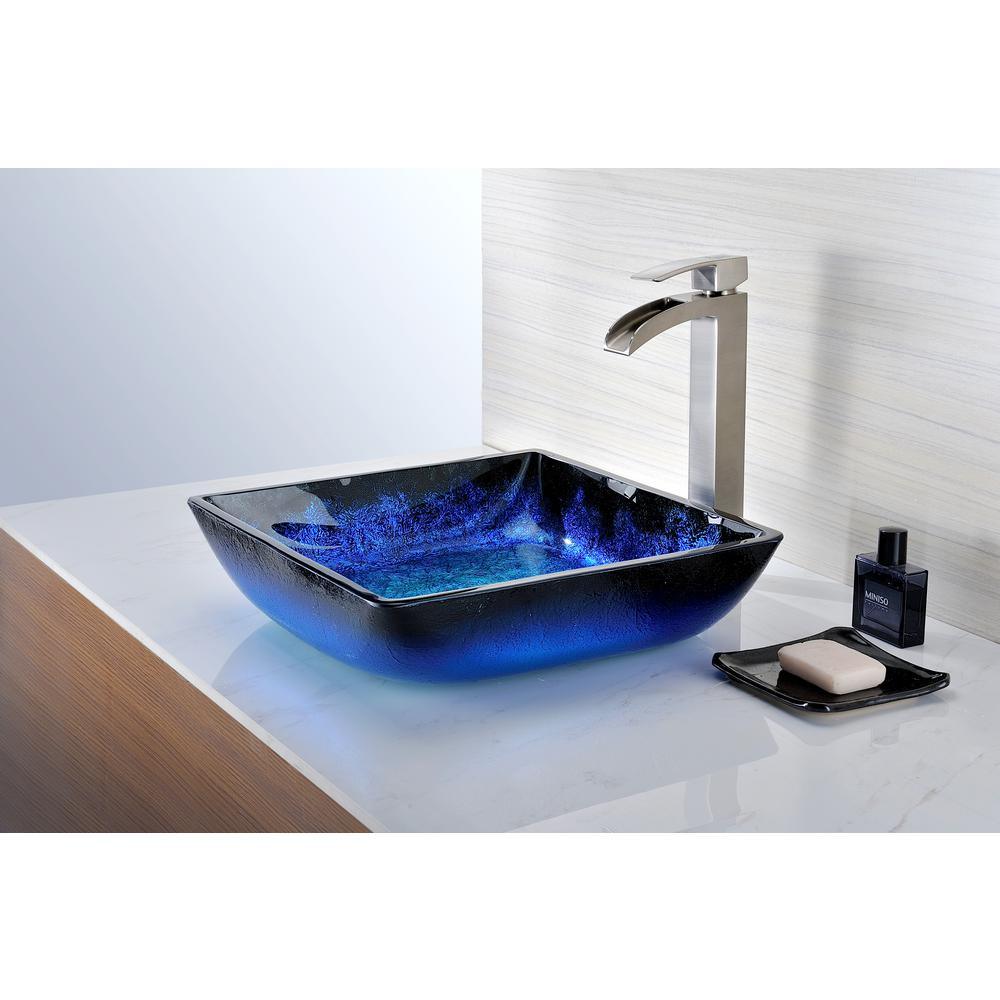 Kuku Deco-Glass Vessel Sink in Blazing Blue - Super Arbor