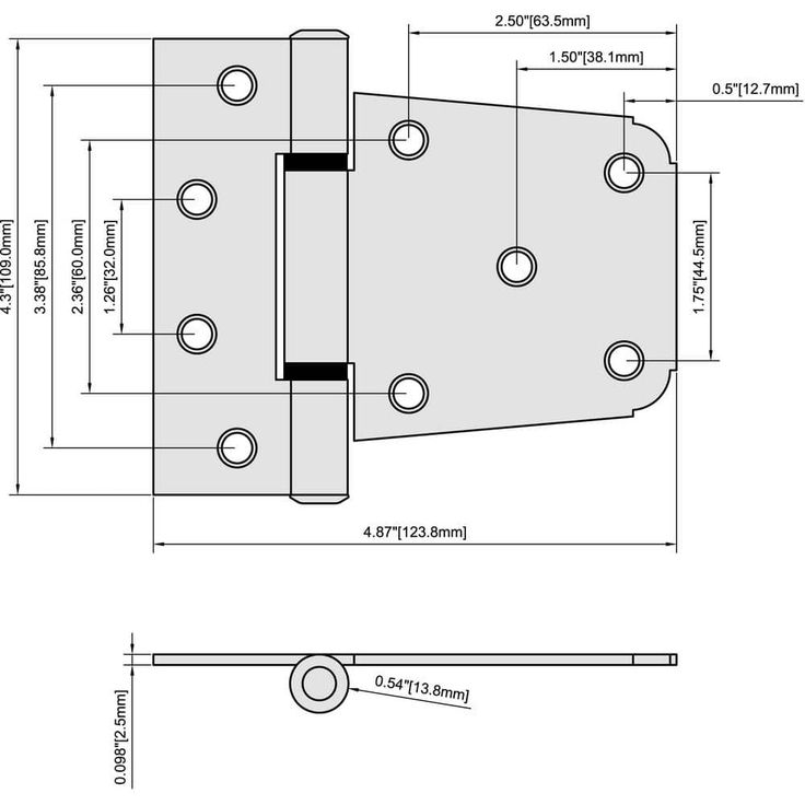 Everbilt 3-1/2 in. x 4-1/2 in. Black Gate Tee Hinge