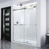 Essence 56 to 60 in. x 76 in. Semi-Frameless Sliding Shower Door in Brushed Nickel - Super Arbor