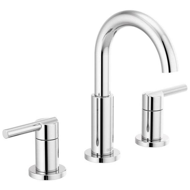 Nicoli J-Spout 8 in. Widespread 2-Handle Bathroom Faucet in Chrome