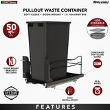 Rev-A-Shelf 50-Quart Plastic Pull Out Trash Can