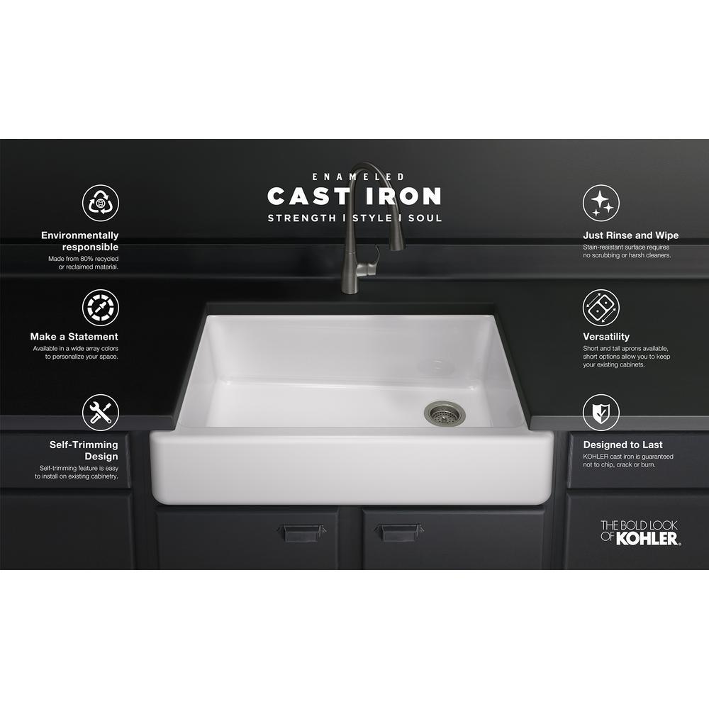 Whitehaven SmartDivide Undermount Farmhouse Tall Apron Front 36 in. Double Bowl Kitchen Sink White with Basin Racks - Super Arbor