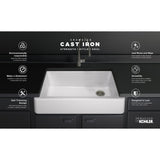 Whitehaven SmartDivide Undermount Farmhouse Tall Apron Front 36 in. Double Bowl Kitchen Sink White with Basin Racks - Super Arbor